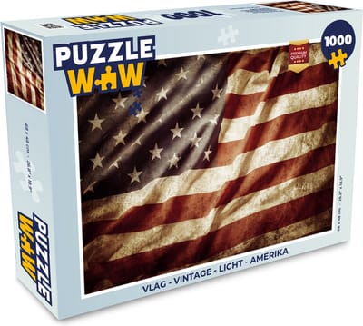 Puzzel Vlag - Vintage - Licht - Amerika - Legpuzzel - Puzzel 1000 stukjes volwassenen