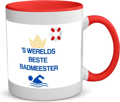 Akyol - 's werelds beste badmeester koffiemok - theemok - rood - Badmeester - badmeesters - badmeesters - cadeau voor badmeester - zwemmen - zwemdiploma - cadeau - kado - gift - geschenk - vaderdag - lifeguard - - 350 ML inhoud