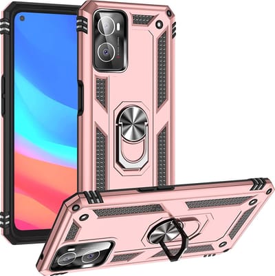 Anti-Shock Hybrid Ring Armor Hoesje Geschikt voor: Oppo A76 - rosegoud