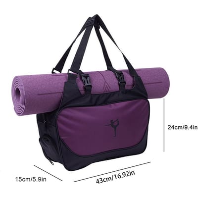 Sac de Tapis de Yoga Fourre-tout Support Imperméable Grande Capacité Sport Transportant Sac à Main de Gym Fitness violet