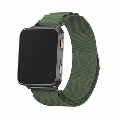 Nylon loop bandje - geschikt voor Garmin Venu X1 - alpine band met haak - klittenband - army groen