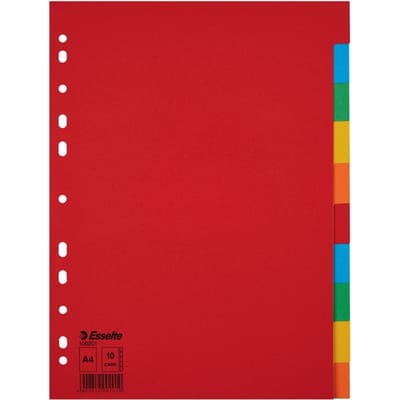 Tabbladen Esselte Economy A4 10-delig karton 11-rings assorti