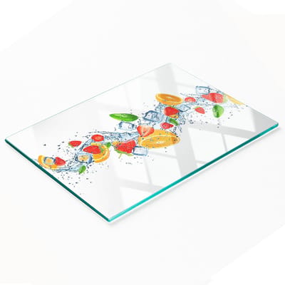 Multifunctionele decoratieve snijplank van hard staal voor in de keuken, met fruit en ijs, 80x52 cm