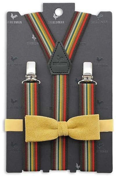 Sir Redman - Bretels met strik - kids bretels combi pack William Corduroy - geel / rood / groen