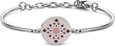 CO88 Collection Majestic 8CB-90453 Stalen Armband met bloem - 16,5 + 3,5 cm - Zilverkleurig / Paars