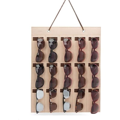 1 stuks Hangende Brillen Opbergtas, Beige Multi-vakken Brillen Opbergtas voor Thuis, Gender Reveal Feest, Perfect voor Verjaardagen, Bruiloften one-size beige
