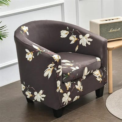 Bloemenprint Clubbankhoes Spandex Fauteuilhoezen Kuipstoelhoes voor Woonkamer Bankhoes met Zitkussenhoezen