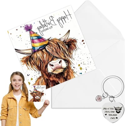 Verjaardagskaart met Sleutelhanger, Grappige Kaart met Envelop, Cadeau voor Vrouwen, Moeders, Zussen en Vriendinnen - Set A