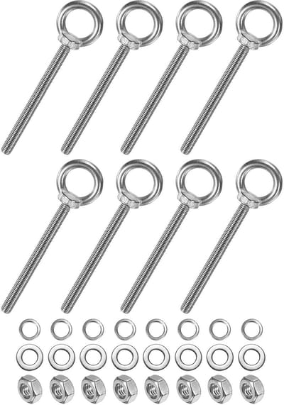Ringbouten M10 x 121 mm met moer en sluitring buitendraad ring met schouders ringbout lengte 12,9 cm voor ophanging/bevestiging