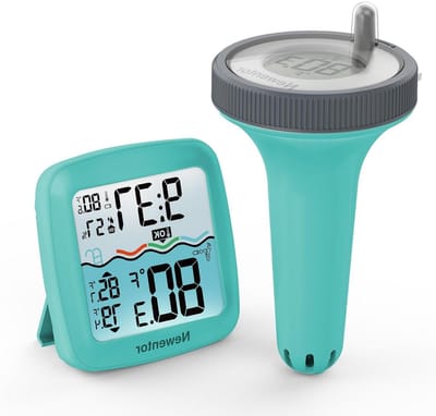 Draadloze zwembadthermometer - Drijvende thermometer - Water temperatuur meten - 100m bereik - 97 cm dompeldiepte - Wit