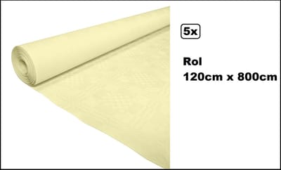 5x Tafelrol tafelkleed vanille 120cm x 800cm papier - totaal 40 meter - Party diner food festival eten fun thema feest party