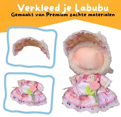 Roze Poppenkleding met Tulpje - Met Jurkje & Mutsje - Cute Geschikt voor Labubu
