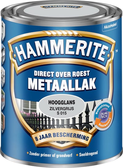 Hammerite - Metaallak Hoogglans - Zilver Grijs - 750 Ml
