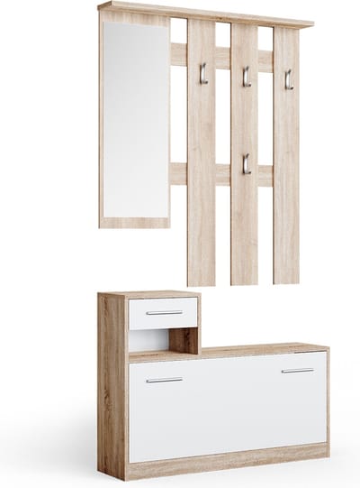 Vicco Billy Garderobe – 25 x 191 cm Wit/Sonoma