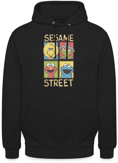Sesamstraat Bibo Oscar Elmo Koekiemonster Hoodie Unisex