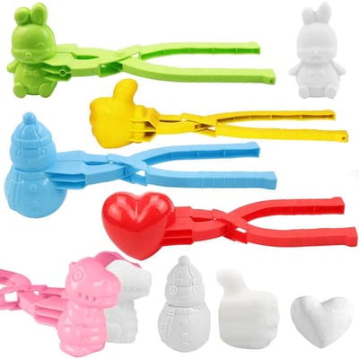 Dailygoods- Sneeuwbalmaker 5 Stuks - Sneeuwbalvorm - Sneeuwbaltang - Voor Buiten Spelen - Dinosaurus/Hart/Eend/Beer - Creatief Speelgoed - Sneeuwbalspeelgoed