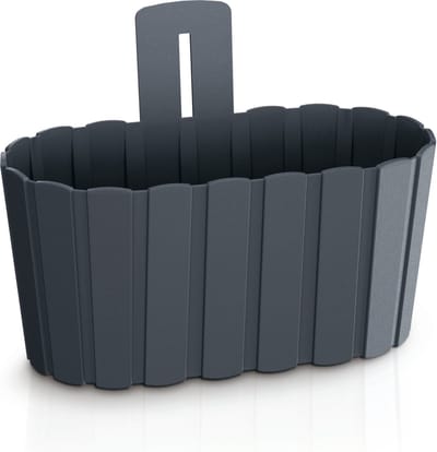 Prosperplast Muur plantenpot - houtlook - kunststof - 27x15 cm - antraciet - binnen/buiten - bloempot