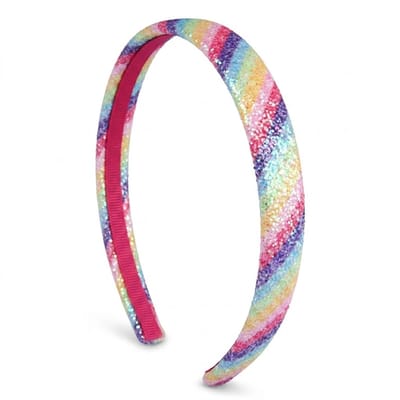 Regenboog haarband meisjes met glitter strepen – kleurrijke glanzende haarband – vrolijk haar accessoire voor kinderen of feestelijke gelegenheden