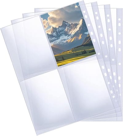 Set van 30 Transparante A4 Fotohoezen met 60 Rasters voor Postkaarten en Foto's, Dubbelzijdig en Met 2 Compartimenten, Ideaal voor Bescherming en Organisatie