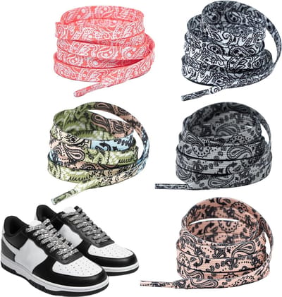 Kleurige Paisley Veters 8mm - 5 Paar Platte Veters voor Sneakers, Sportschoenen en Hardloopschoenen