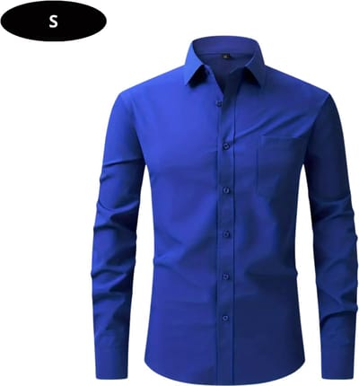 Bovista Overhemd Heren - Volwassenen - Lange Mouwen - Strijkvrij - Lange Mouw - Blauw - Maat S
