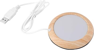 Koperen USB Koffiebeker Warmhouder voor Thee en Koffie met Houten Afwerking en 5 Watt Vermogen