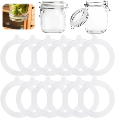 Set van 12 Levensmiddelenbewaarringen van Rubber 70 x 95mm voor Weckpotten, Lekvrije Ringen voor Potdeksels en Brede Glazen Flessen (Wit)