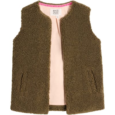 White Stuff Borg Gilet Khaki Green Maat: 3-4 | Jassen Outlet | Unisex | Bruin