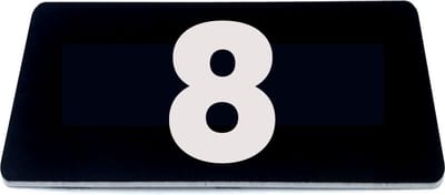 Nummerplaatje 8 - 80 x 50 x 1,6 mm - Zwart/wit - incl. 3M-tape | Nummerbordje - Deur en kamernummer - brievenbusnummers - Gratis verzending - 5 jaar garantie