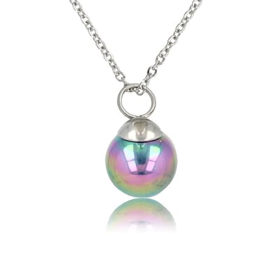 My Bendel - Zilverkleurige Ketting met Ronde Zwarte Parel - Zilverkleurige Ketting met Ronde Zwarte Parel Hanger - met Luxe Cadeauverpakking | Sieraden Voor Dames
