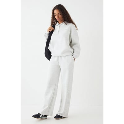 Dames DSGN Studio Geembosseerde Wijde Pijpen Jogger | Ash Grey | Maat: Large