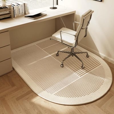 Gebogen Computerstoel Vloermat Studeerkamer Gaming Draaistoel Geluiddichte Voetmat Slaapkamer Commode Tapijten Woondecoratie 90x60cm 36x24inch beige