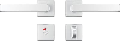 AXA Deurbeslag set Binnendeur - Klik Riga geveerd - Deurkruk Aluminium - voor toilet/badkamer - Deurklink met vierkante rozet