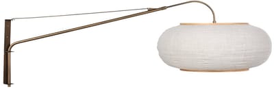 Wandlamp Silva Alba 4747BR brons met linnen kap Ø60 cm, uitschuifbaar, draaibaar en kantelbaar - Steinhauer