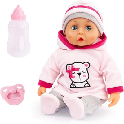 Babypop met Geluiden - Interactieve pop - Rollenspel spelen - 24 Baby Geluidjes - 38 cm - Roze