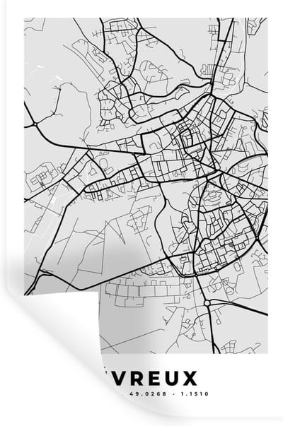Muurstickers - Sticker Folie - Stadskaart – Frankrijk – Kaart – Évreux – Plattegrond - 20x30 cm - Plakfolie - Muurstickers Kinderkamer - Zelfklevend Behang - Zelfklevend behangpapier - Stickerfolie