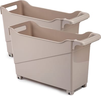 Plasticforte Trolley - 2x - lichtbruin - L45 x B17 x H29 cm - opberger op wieltjes
