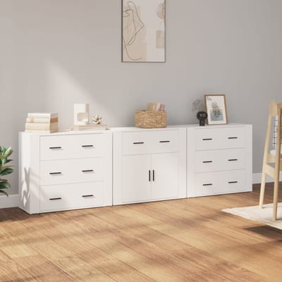 vidaXL - Dressoirs - 3 - st - bewerkt - hout - wit