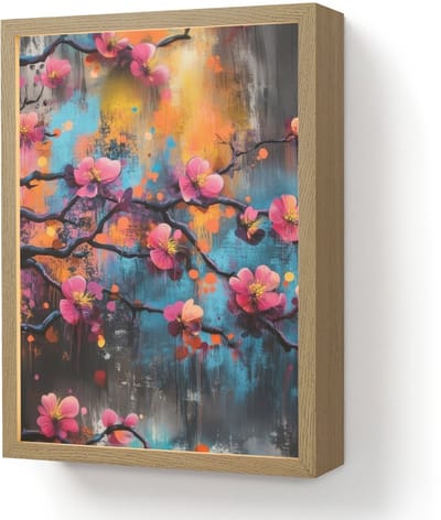 Wandlamp 30x40 cm - Oplaadbaar - Bloemen - Tak - Abstract - Roze - Wandlampen binnen woonkamer - Slaapkamer lamp - Decoratieve nachtlamp - Vloerlamp draadloos