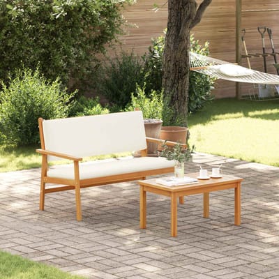 vidaXL - Tuinbank - Crème - Wit - Massief - Acacia - Hout