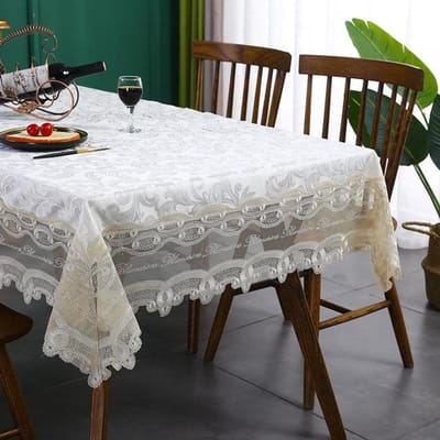 Waterdicht Tafelkleed Voor Eettafel Rechthoekig Vierkant Kant Tafelkleed Koffie Verjaardagsfeest Decoratie Zacht 110x110cm-Square beige