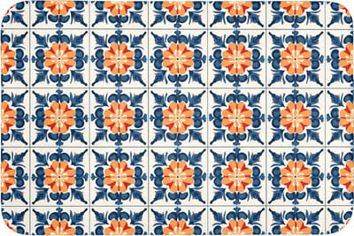 Badmat 90x60 cm - Antislip - Traditioneel - Tegel - Oranje - Badmatten voor badkamer - Badkamermat - Douchemat - Badkamer mat