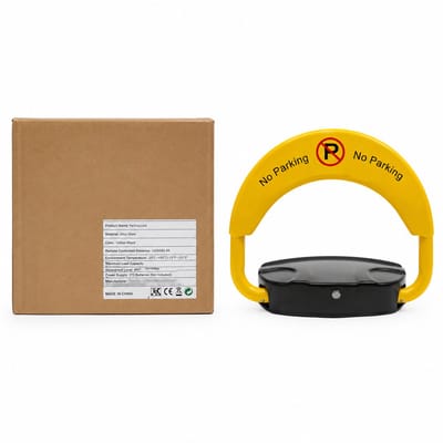 Velmio Parkeerbeugel - Automatisch - Parkeerpaal Incl Slot & Sleutels - Anti Diefstal - 39cm Hoog - 20M Afstandsbediening - Geel -