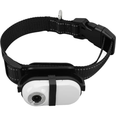 Caméra de surveillance pour collier de chien 1080p, clip arrière, angle de vue réglable, Wi-Fi, sans fil, pour chien blanc