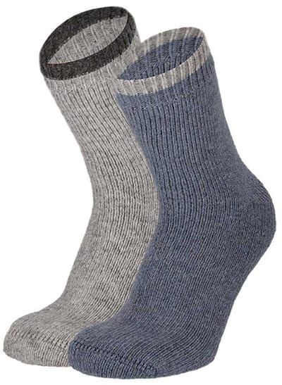 Apollo dames huissokken - alpaca wol - 2pack - multi blauw - anti slip - maat 35/38