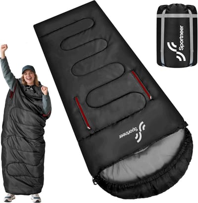 Outdoor Slaapzak - Dekenslaapzak Kampeer - Kamperen & Reizen - Met Armsgaten - 220x85cm - Zwart