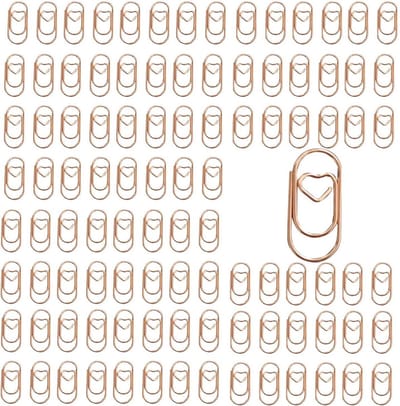150 Hartvormige Paperclips in Roségoud - Decoratieve Klemmen voor Kantoor, School en Kaarten