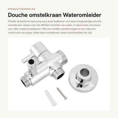 Dailygoods- Omstelkraan Wandmontage - Doucheafleider - Koper - Galvaniseren - Wateromleider - Krasbestendig - Nominale druk 0,5-0,8 MPa - Douchekraan
