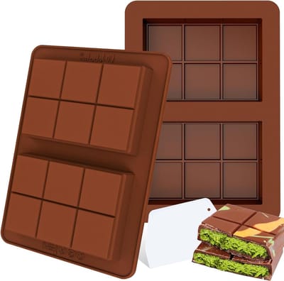 Dailygoods - Webake Mini chocoladevorm siliconen diep 2 stuks chocoladebord vorm met spatel chocoladebord vorm bonbonvorm