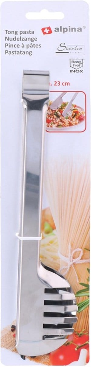 Alpina Pasta serveer tang - serveer bestek - zilver - rvs - 23 cm